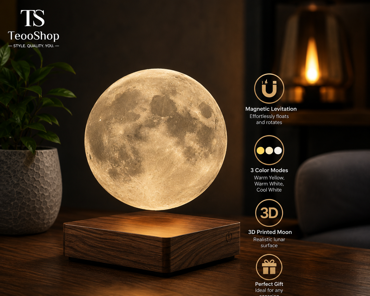 TeooLight™ - Manyetik Yüzen 3D Ay Lamba