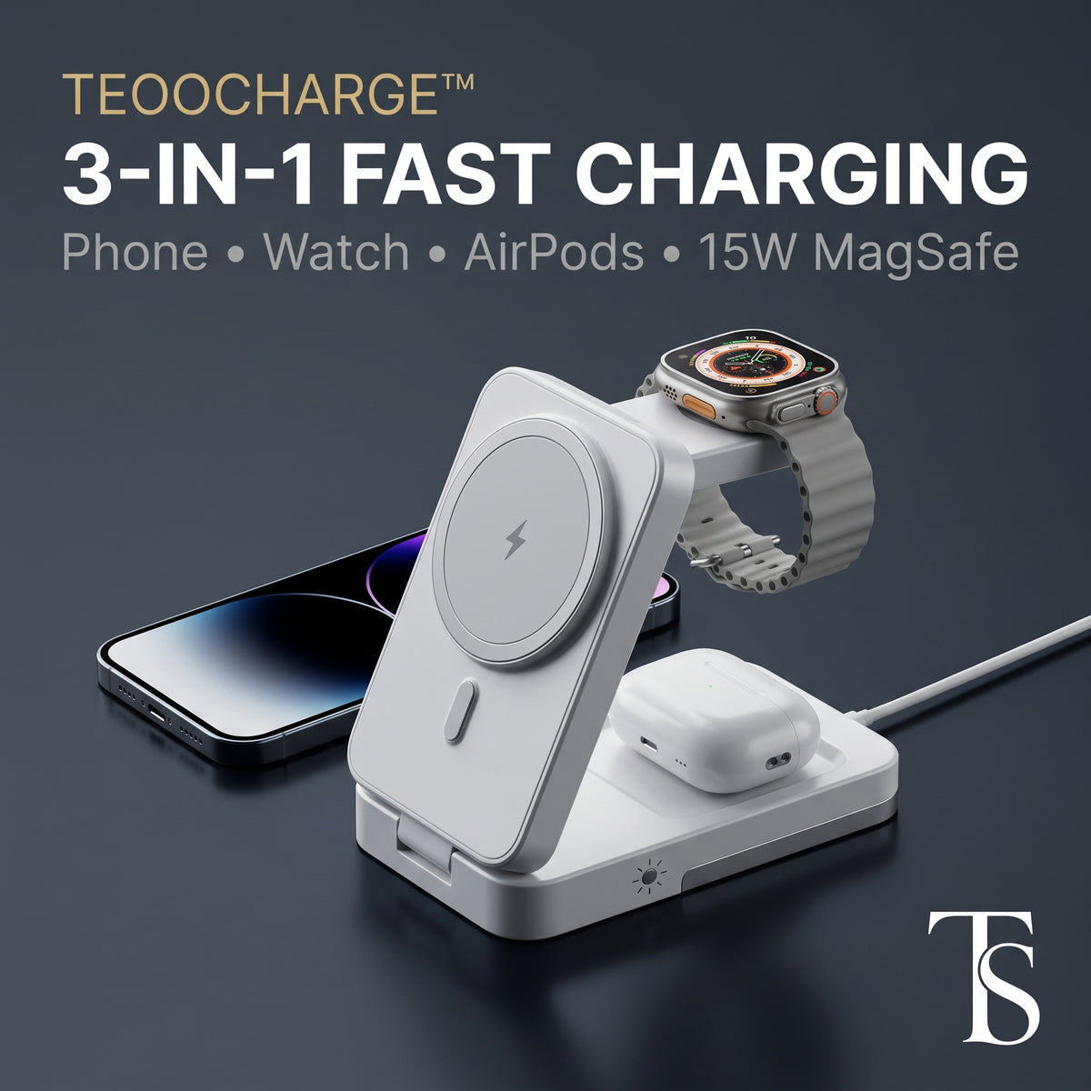 TeooCharge™ - 3-in-1 Foldable Magnetic Wireless Charging Station