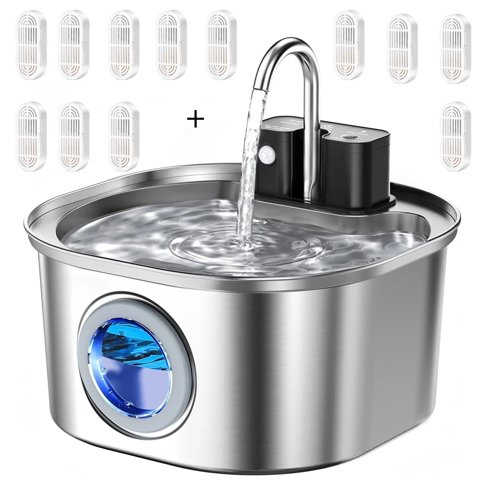 TeooPaw™ — 3L Cordless Stainless Steel Motion Sensor Pet Water Fountain