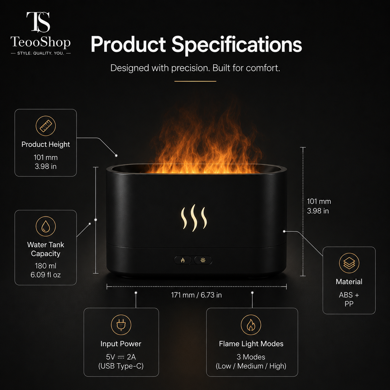TeooFlame™ - Simulation Colorful Flame Diffuser