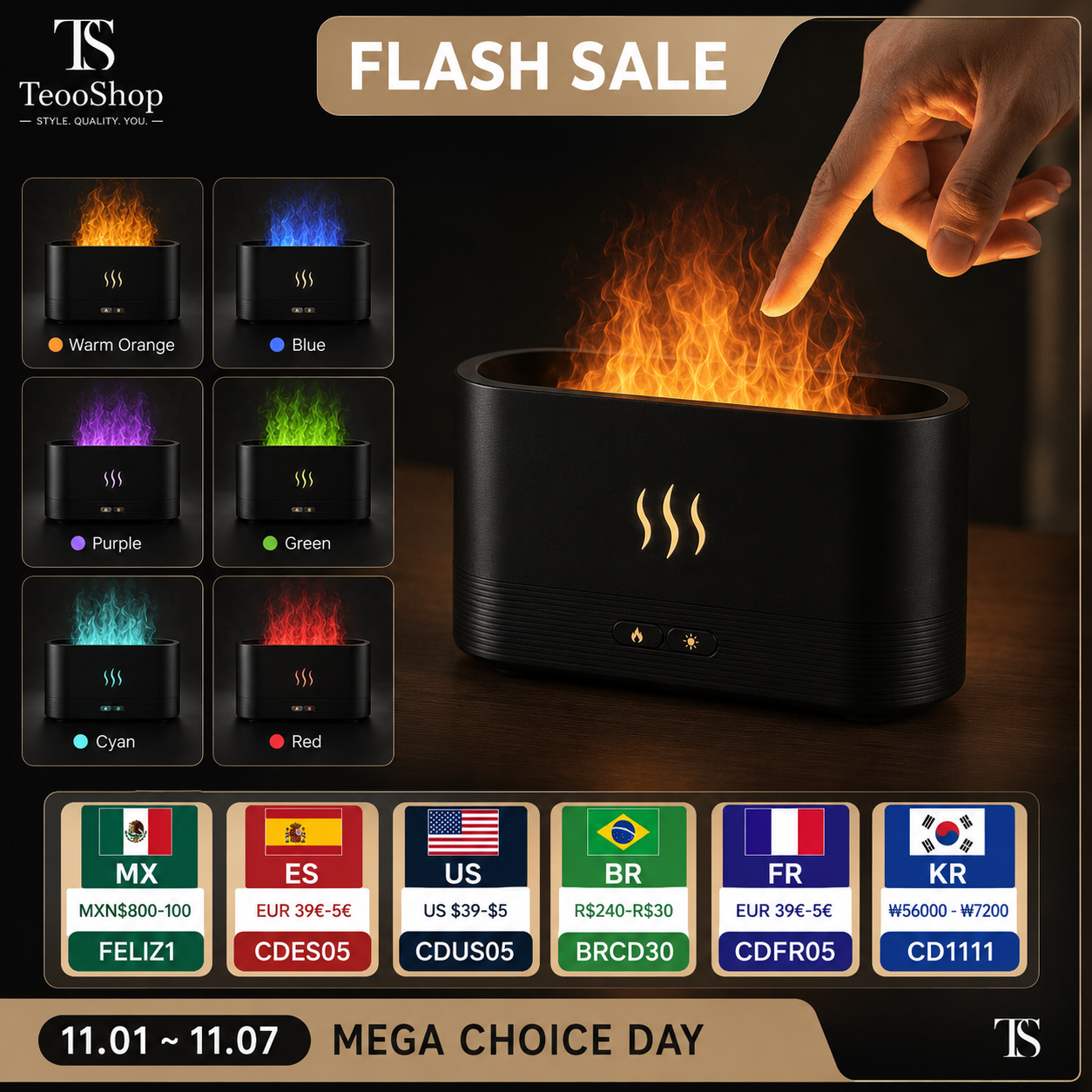 TeooFlame™ - Simulation Colorful Flame Diffuser