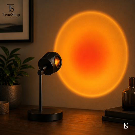 Bring the golden hour home with the TeooLight™ Sunset Projection Lamp by TeooShop (Teo Shop). Create cozy vibes and flawless content. Buy yours today!