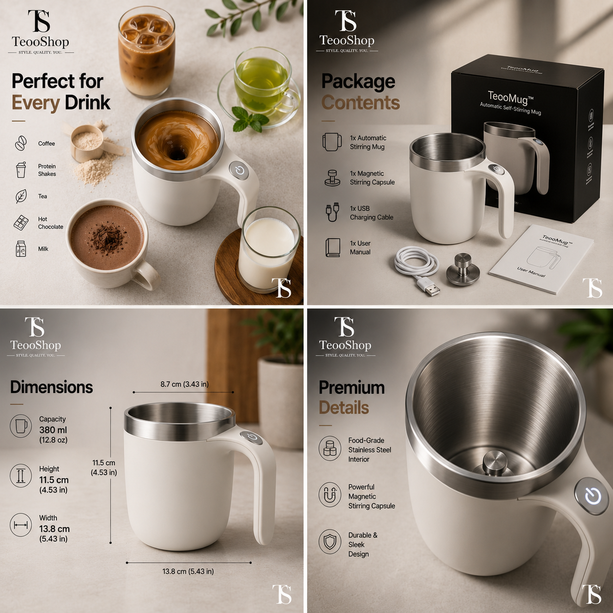 TeooMug™ - Automatic Self-Stirring Magnetic Mug