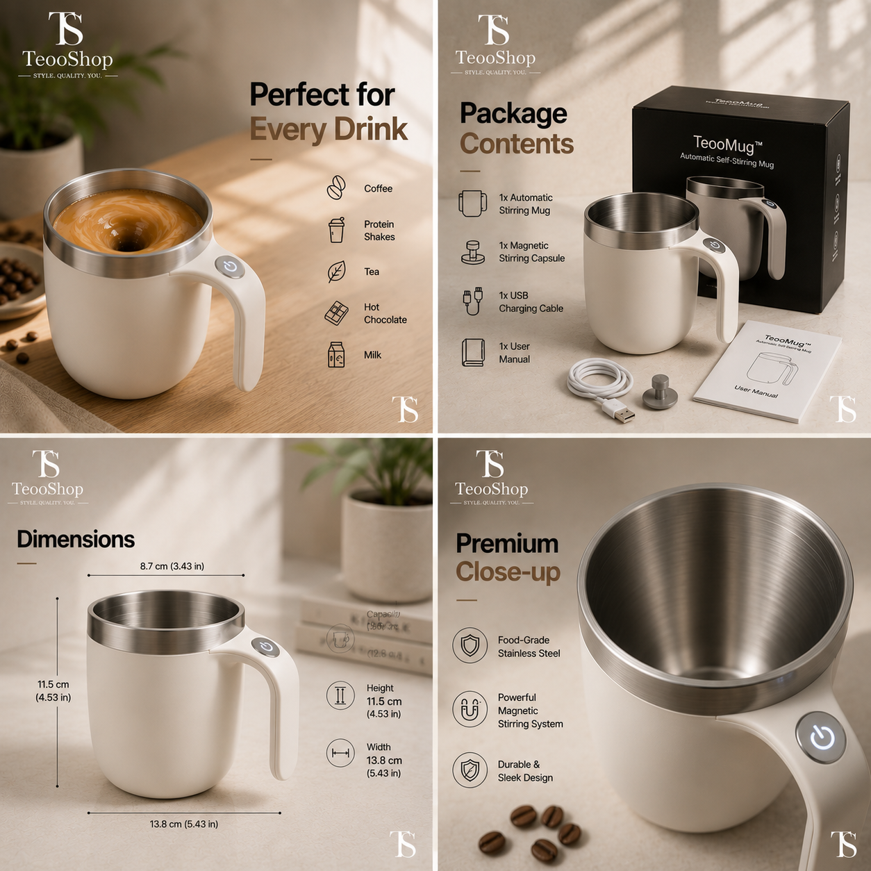 TeooMug™ - Automatic Self-Stirring Magnetic Mug