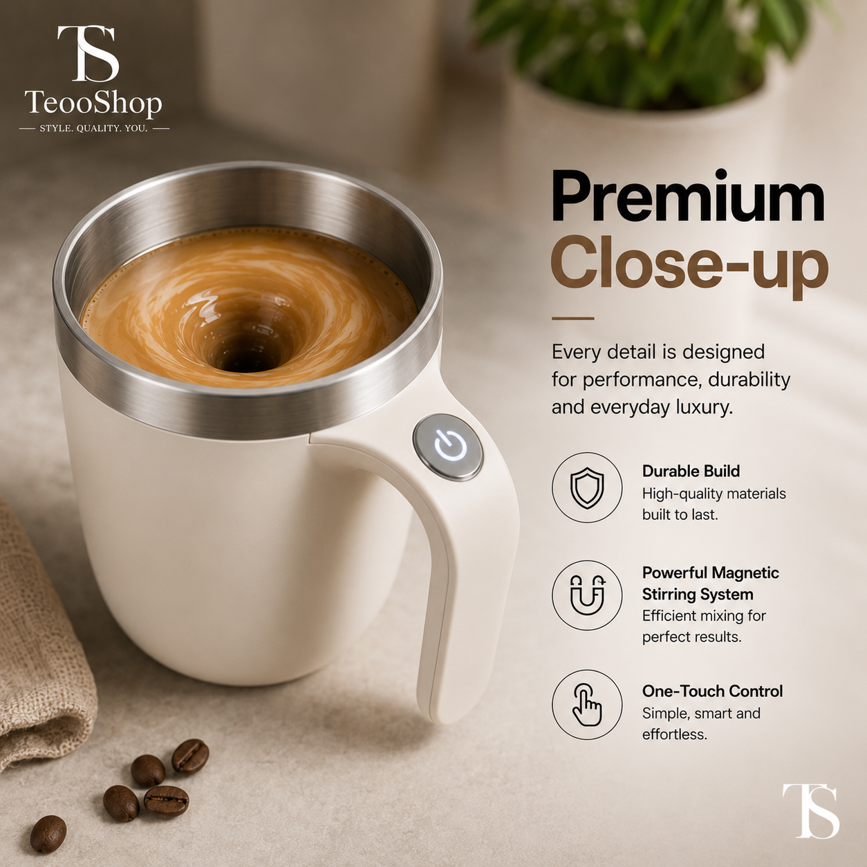 TeooMug™ - Automatic Self-Stirring Magnetic Mug